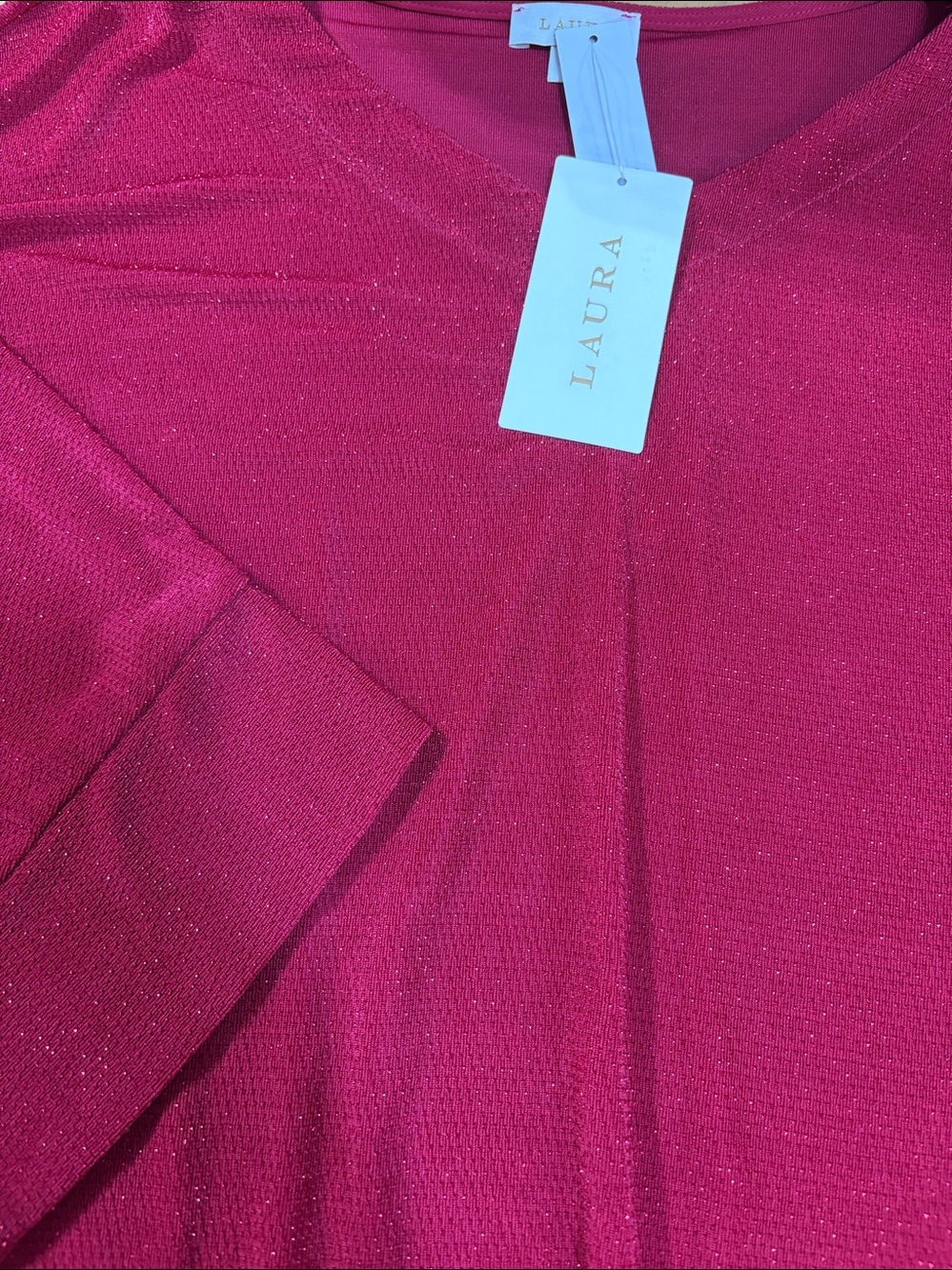 NWT Laura Tie-Front Sparkle Top - Picture 3 of 4